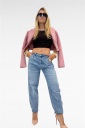 canotta crop costina bicolore